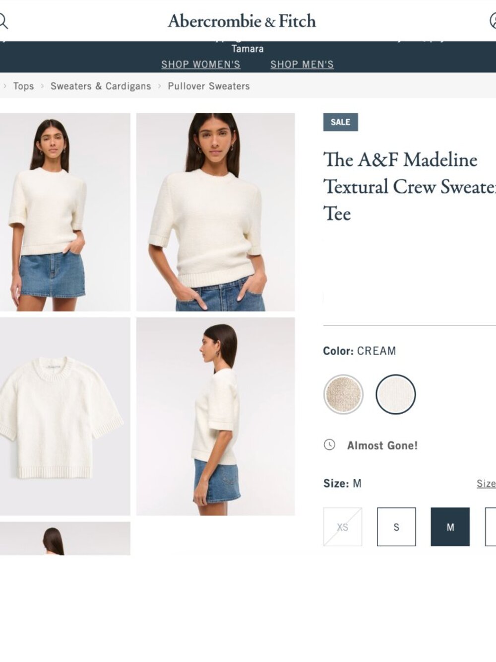 The A&F Madeline Textural Crew Sweater Tee - Picture 2 of 3